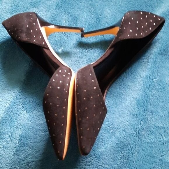 White House Black Market Black Ella Studded High Heel Open Pumps Size 7.5 - Picture 2 of 11